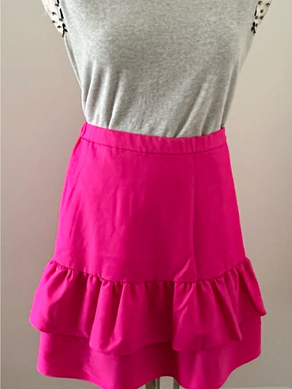 J. Crew Hot Pink Ruffle Hem Mini Skirt